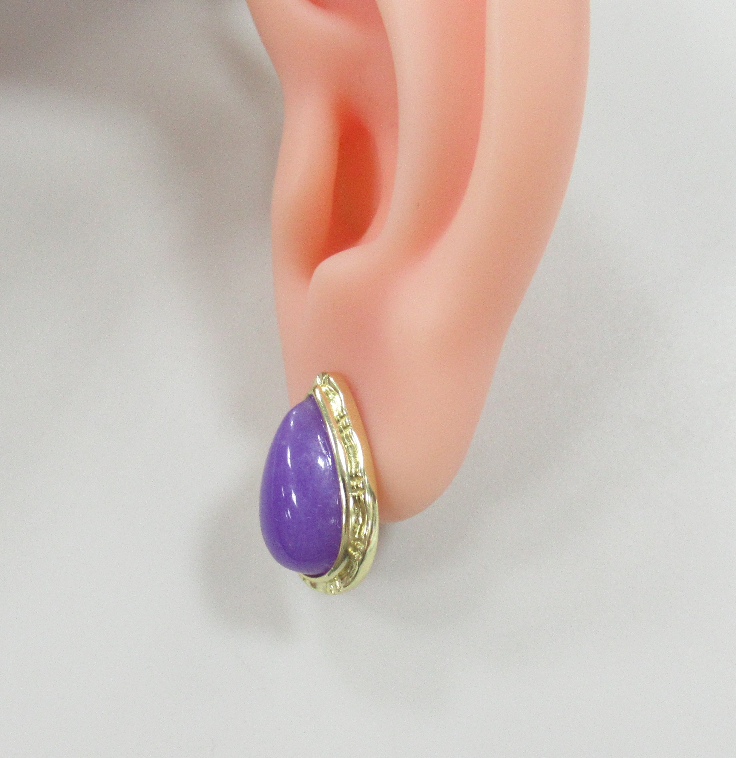 Серебряные серьги-пусеты с лавандовыми жадеитами